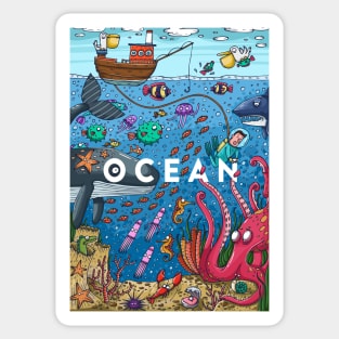 Ocean life colorful illustration Sticker